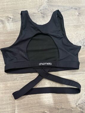 Chamela Black Sports Bra with Strappy Back